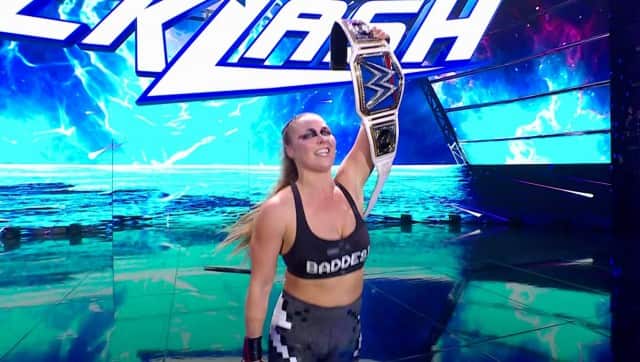 Ronda Rousey made Charlotte Flair scream 'I Quit' in their Women's Championship match at WWE Backlash. Image: WWE