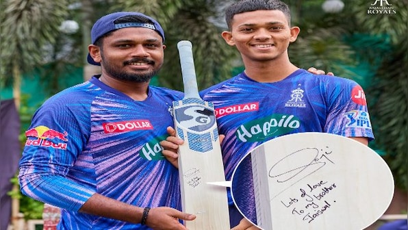 Watch: Yashasvi Jaiswal gets new bat from his 'Chetta' Sanju Samson ...