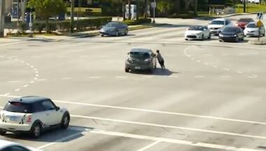 Watch | Good Samaritans stop moving car after driver falls unconscious, save her life