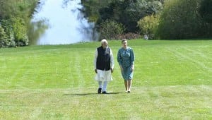 PM Modi and Danish PM Frederiksen hold conversation at the latter’s residence in Copenhagen. Twitter/@PMOIndia