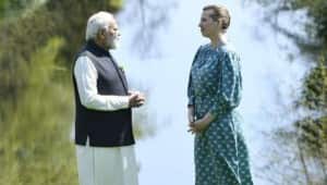 PM Modi and Danish PM Frederiksen hold conversation at the latter’s residence in Copenhagen. Twitter/@PMOIndia