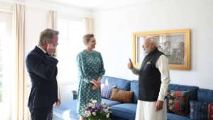 PM Frederiksen showed the painting PM Modi gifted her during her last India visit. It is a Pattachitra painting from Odisha. ANI