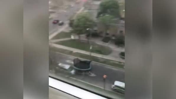 Watch: Flying trampoline spotted amid devastating thunderstorms in Toronto