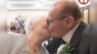 Watch: 95-year-old man gets married for first time in same church he first met his wife; video goes viral