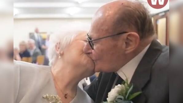 Watch: 95-year-old man gets married for first time in same church he first met his wife; video goes viral