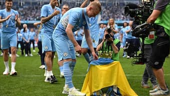 Watch: Oleksandr Zinchenko dedicates Man City's Premier League title to war-torn Ukraine