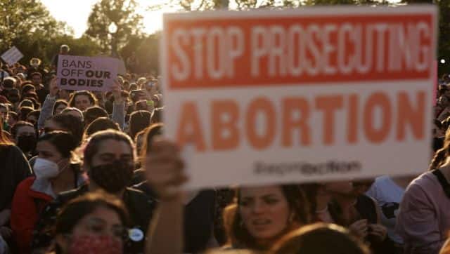 Pro-choice activists protest during a rally in front of the US Supreme Court in response to the leaked draft decision to overturn Roe vs Wade. AFP 