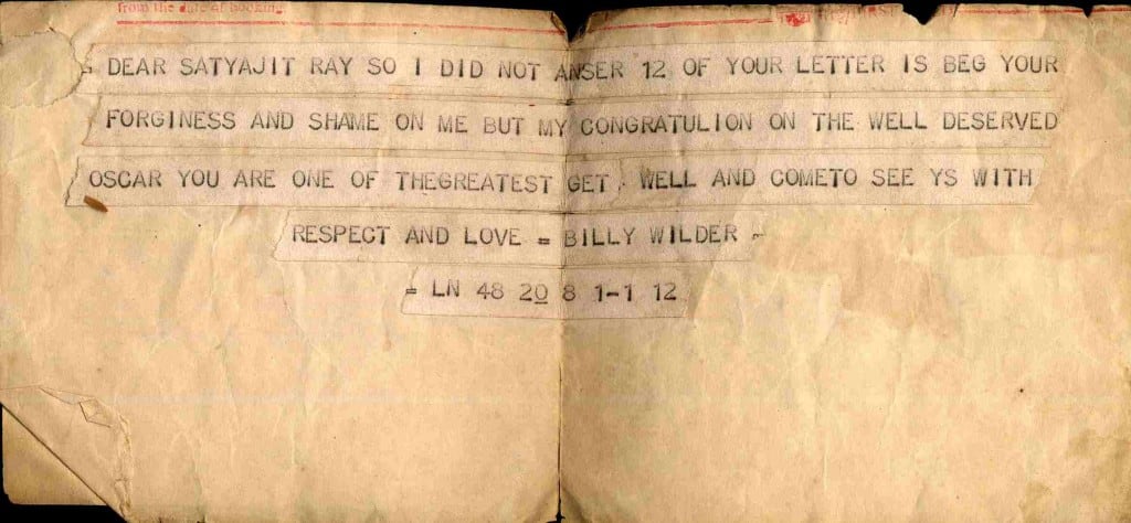 Billy Wilder telegram post oscar
