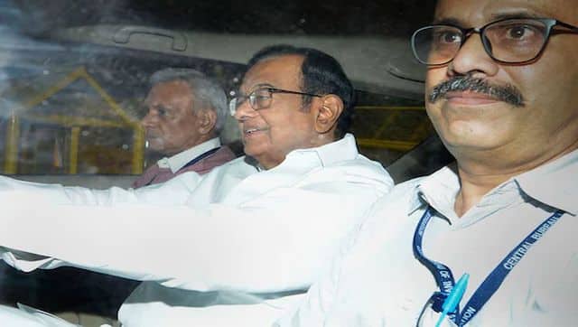 File image of Congress leader P Chidambaram being whisked away by CBI officials from his Jor Bagh residence. PTI