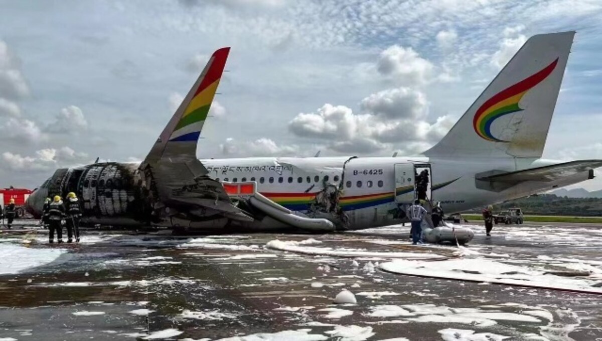 China: Tibet Airlines' plane with 122 onboard skids off runway, catches fire; over 40 injured