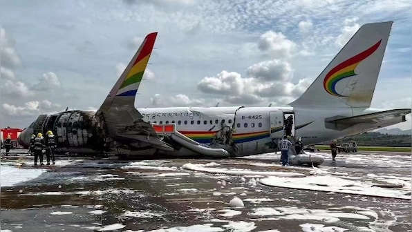 China: Tibet Airlines' plane with 122 onboard skids off runway, catches fire; over 40 injured