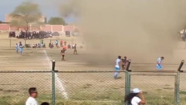 Watch: Dust devil sweeps through football match in Peru
