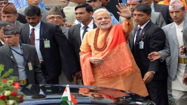 One could say Narendra Modi was wearing his party on his sleeve, wouldn't you? AFP