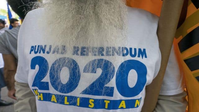 File image of a man participating in a Sikhs for Justice rally at the United Nations Headquarters in 2019. AFP