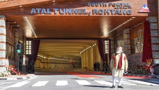 File image of Prime Minister Narendra Modi posing at the entrance of the Highway Atal tunnel, near Manali in Himachal Pradesh state. AFP