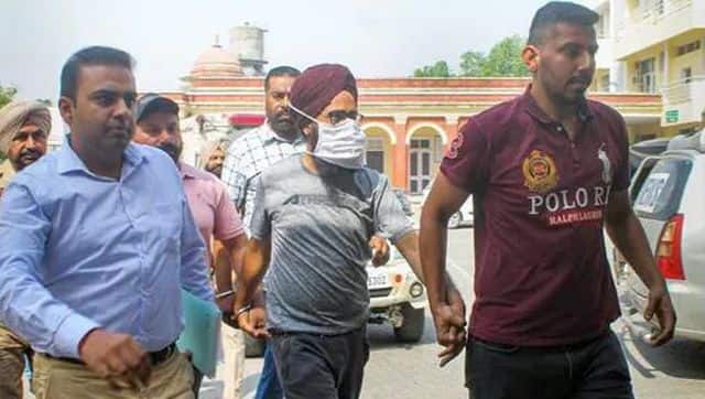 Barjinder Singh Parwana, the main accused in the Patiala violence case, being taken to Mata Kaushalya Hospital for his medical test. PTI