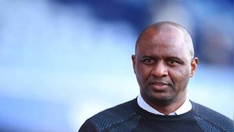 Watch: Crystal Palace manager Patrick Vieira appears to kick Everton fan amid pitch invasion