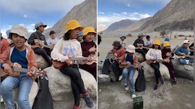 Watch | Kids sing 'Dil Beparvah' amidst Ladakh's Nubra Vally, melts hearts online