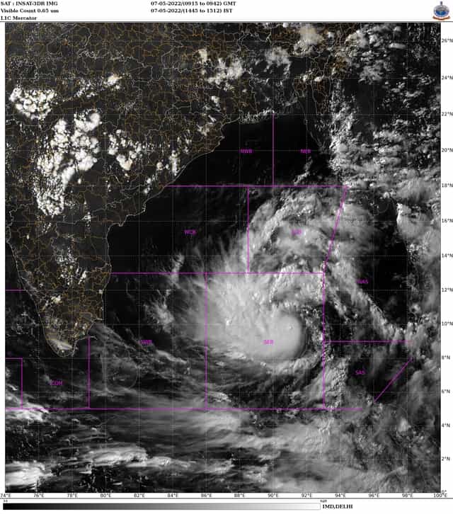 Satellite Imagery of the Depression in the South east Bay of Bengal on as on 7 May evening