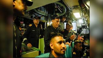 Defence Minister Rajnath Singh takes sea sortie in INS Khanderi Submarine in Arabian Sea