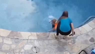 Watch| Alert mom saves son from drowning in swimming pool, internet lauds 'Mother of the year'