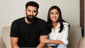Mrunal Thakur reunites with Gumrah co-star Aditya Roy Kapur in Delhi - view pics