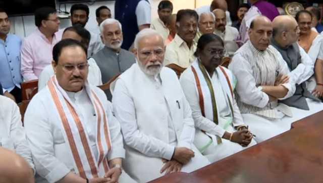 Presidential polls 2022: BJP-led NDA candidate Droupadi Murmu files nomination with PM Modi as first proposer Presidential polls 2022: BJP-led NDA candidate Droupadi Murmu files nomination with PM Modi as first proposer