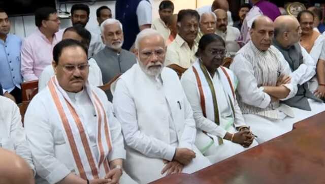 Presidential polls 2022: BJP-led NDA candidate Droupadi Murmu files nomination with PM Modi as first proposer Presidential polls 2022: BJP-led NDA candidate Droupadi Murmu files nomination with PM Modi as first proposer
