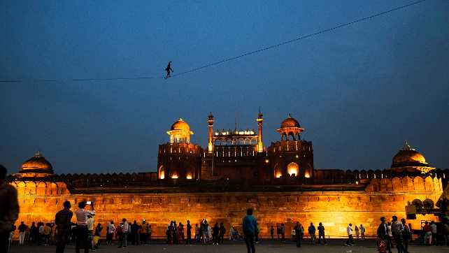 Eyeballs! During the final rehearsal on Friday night, many visitors are surprised to what they see in Delhi’s evening sky. Image courtesy Azra Sadr