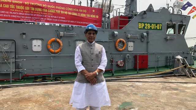 Defence Minister Rajnath Singh handed over 12 High Speed Guard Boats for Vietnam Border Guard at Hong Ha Shipyard in Vietnam on 9 Junetoday. Image courtesy @rajnathsingh 