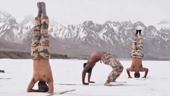 Yoga Day: Braving cold, ITBP Himveers perform asanas at high altitudes in Himalayas
