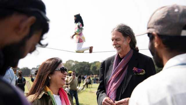 Meenakshi Lekhi, Minister of State for External Affairs and Culture with the German Ambassdor Walter J Lindner at Red Fort to celebrate India’s 75 years of Independence. Image courtesy Azra Sadr