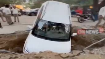 Chennai Civic Apathy: Car falls into pit in middle of the road, watch video