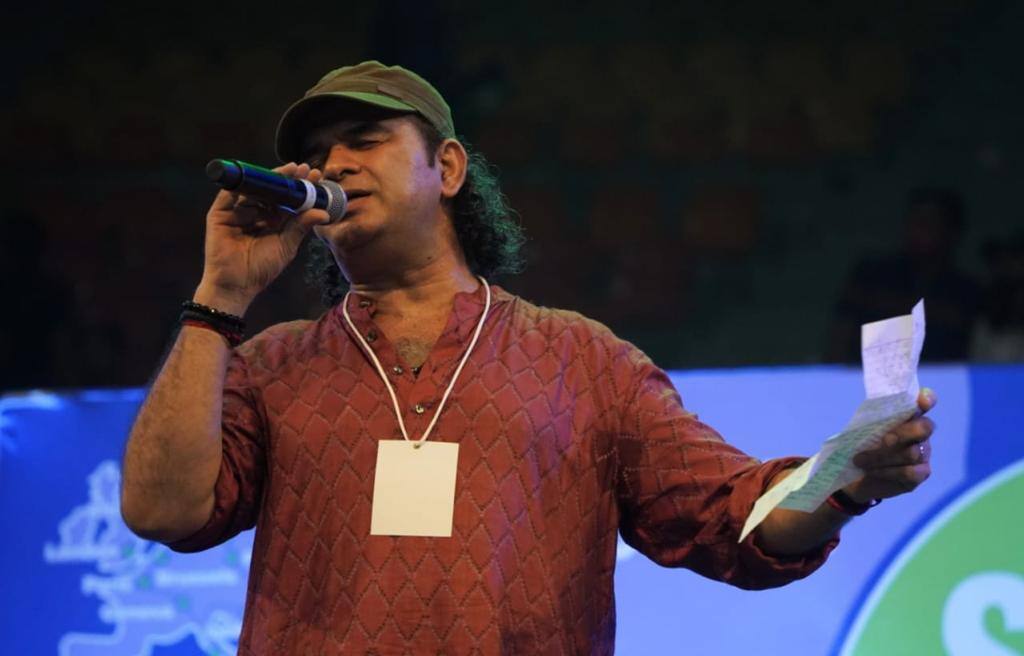 Bollywood playback singer Mohit Chauhan performed during Sadhguru's Save Soil event at the Indira Gandhi Stadium Complex in Delhi on Sunday