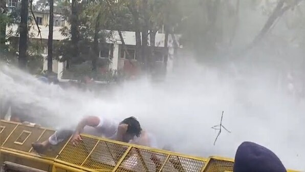 Chandigarh: Police use water cannon to disperse Punjab Congress workers