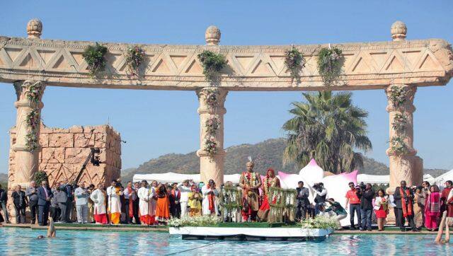 The wedding ceremony of Veda Gupta, one of the daughters of the Gupta brothers, in Sun City, South Africa in May 2013. The money for the lavish celebration came by by looting a government-funded dairy farm meant to empower poor black farmers. AFP