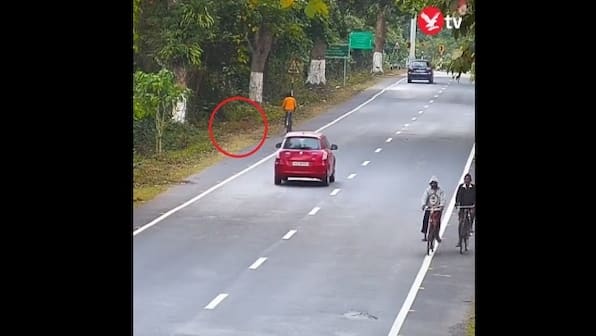 Watch: Cyclist escapes close call with leopard on highway in Assam’s Kaziranga National Park