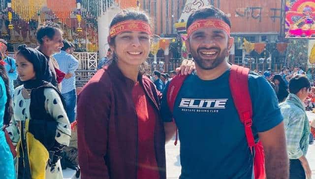 File photo of Sarita Mor with husband and former wrestler Rahul Mann. Sarita Mor/Instagram