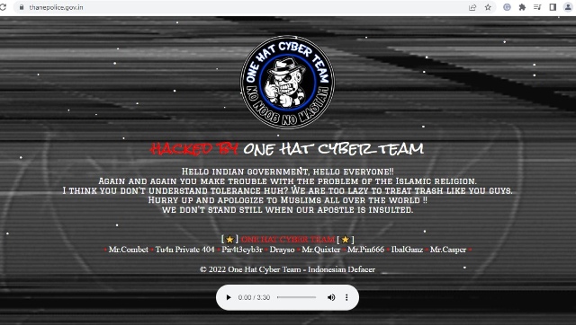 Prophet row: Thane Police website hacked; hacker demands apology to Muslims Prophet row: Thane Police website hacked; hacker demands apology to Muslims