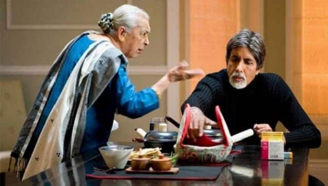 Zohra Sehgal, Amitabh Bachchan in a still from Cheeni Kum