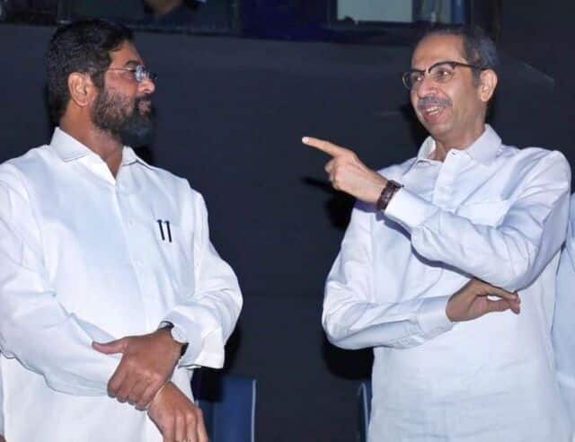 Eknath Shinde with Uddhav Thackeray. Facebook/ eknath.shinde.524