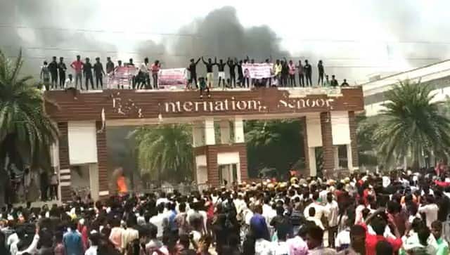 Sunday's protests at the school turned violent. News18 Tamil