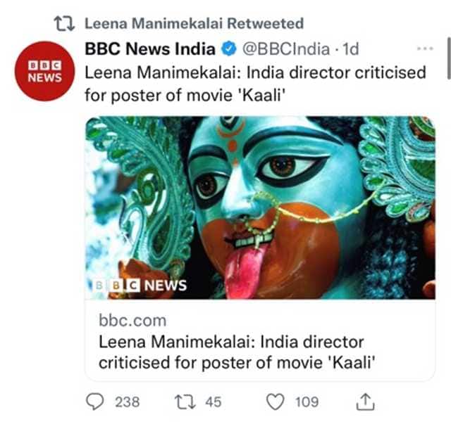 BBC India immediately jumped in to highlight Leena Manimekalai