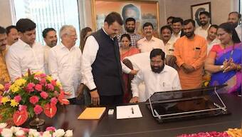 Maharashtra CM Eknath Shinde takes charge of post at Mantralaya; Bal Thackeray, Anand Dighe’s photos in his office