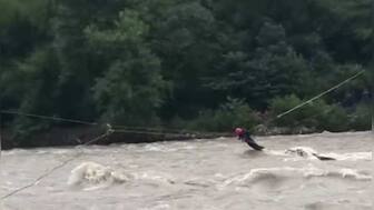 WATCH: Amid Kullu flash flood, ITBP undertakes rescue operation at strong midstream of Beas River to save 3 passengers
