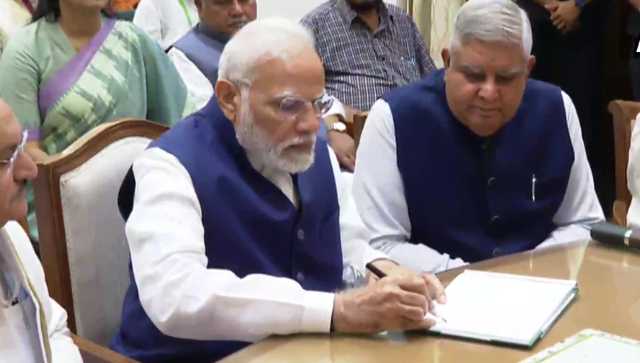 Jagdeep Dhankhar files nomination for vice presidential polls in presence of Prime Minister Narendra Modi. ANI
