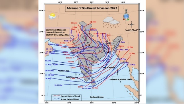 Southwest monsoon covers entire country six days ahead of schedule, says IMD Southwest monsoon covers entire country six days ahead of schedule, says IMD