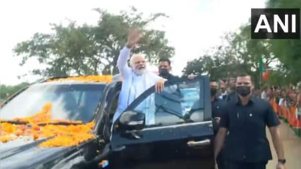 PM Modi holds roadshow in Jharkhand's Deoghar
