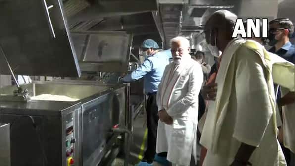 PM Modi in Varanasi, inaugurates midday meal kitchen that will feed 1 lakh students