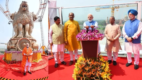 PM Modi unveils national emblem on new Parliament building